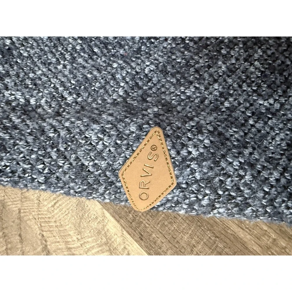 Orvis Sherpa Lined 1/4 Quarter Zip Blue‎ Grey Pullover Fleece Sweater Men's XL